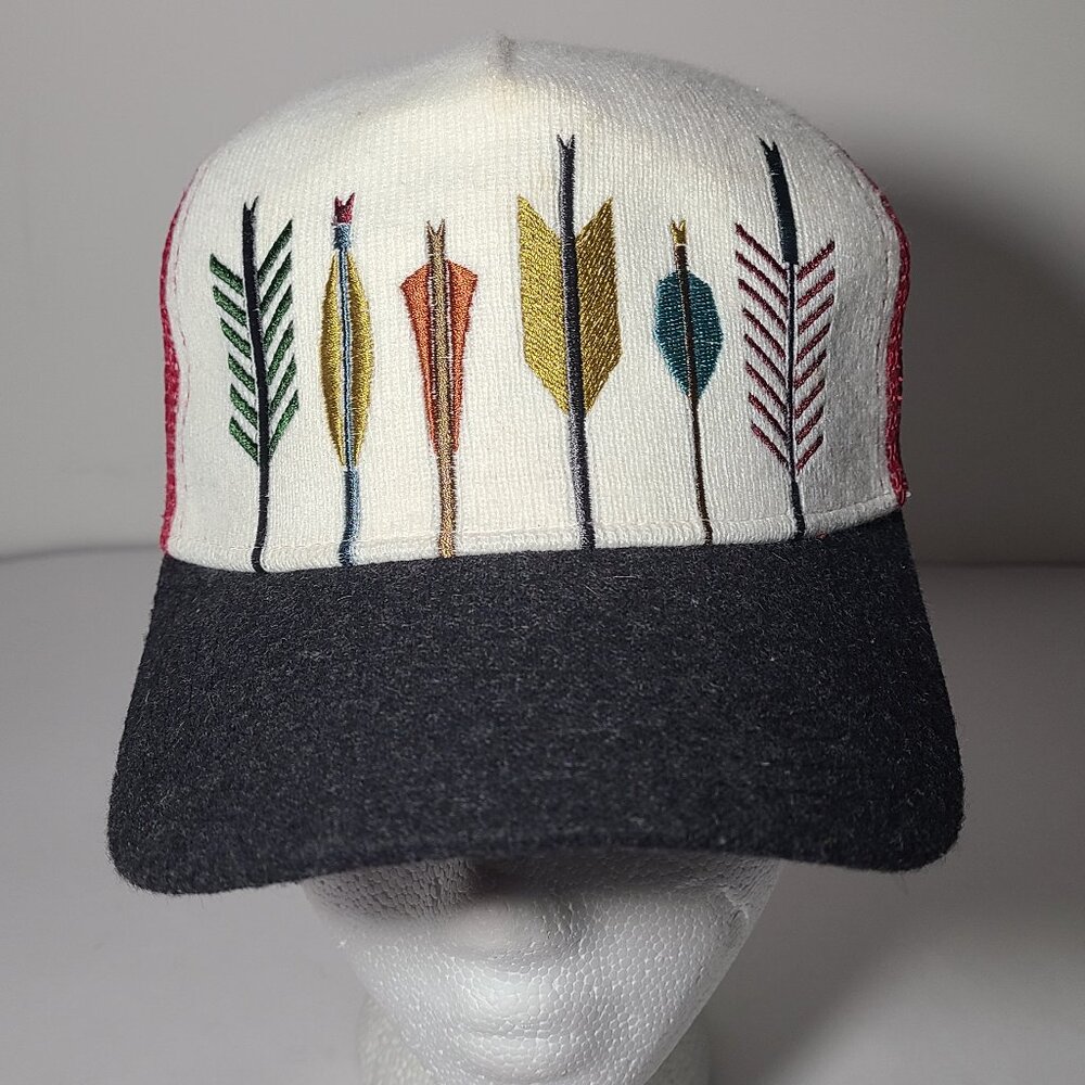 Pistil Arrow White/Black/Maroon Women's Snapback Trucker Hat/Cap